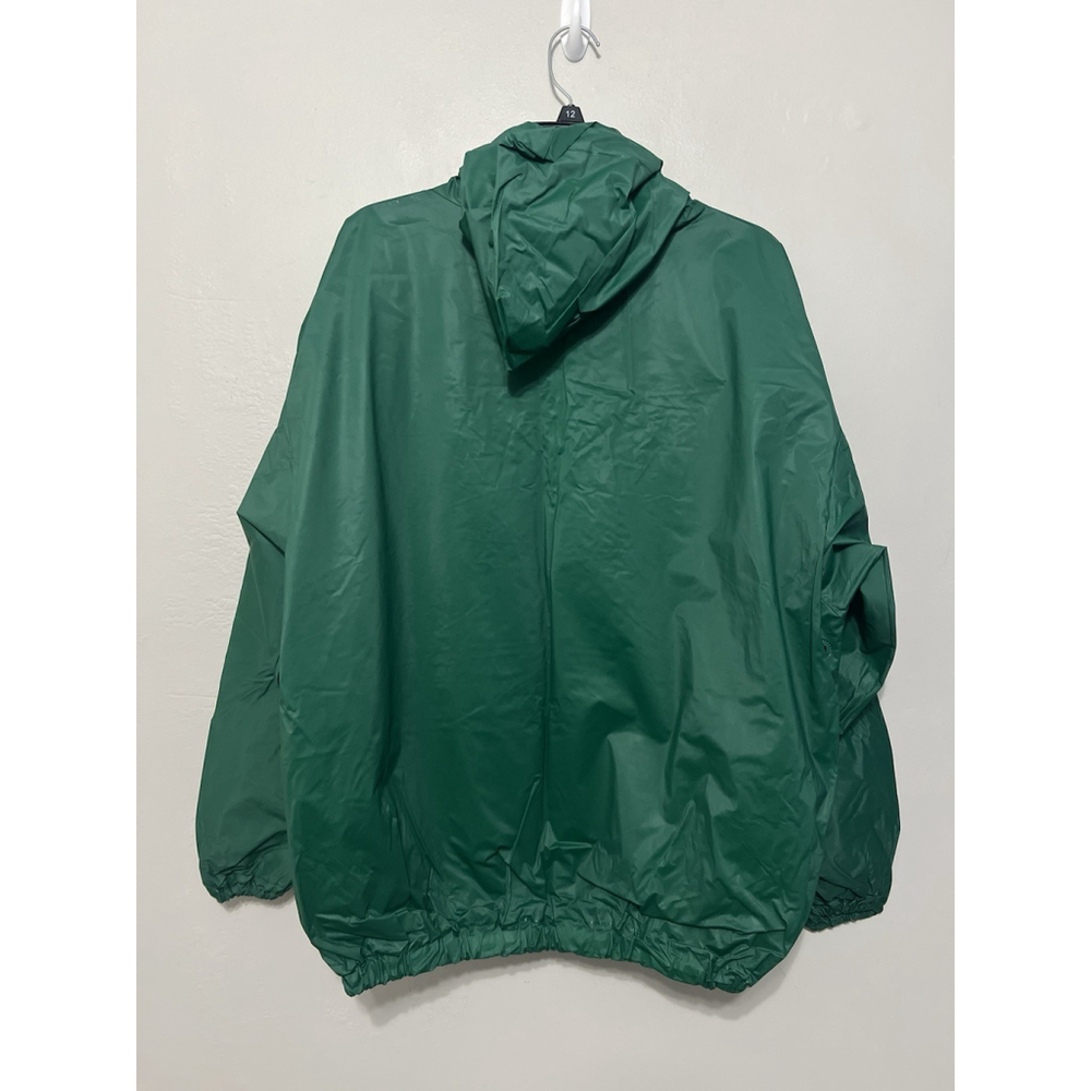 Vintage 90s PVC Women's Hood 1/2 Zip Rain Jacket Green Event Unisex Large - Picture 5 of 10